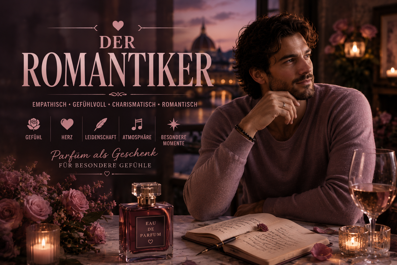 Parfüm als Geschenk für einen romantischen Mann finden