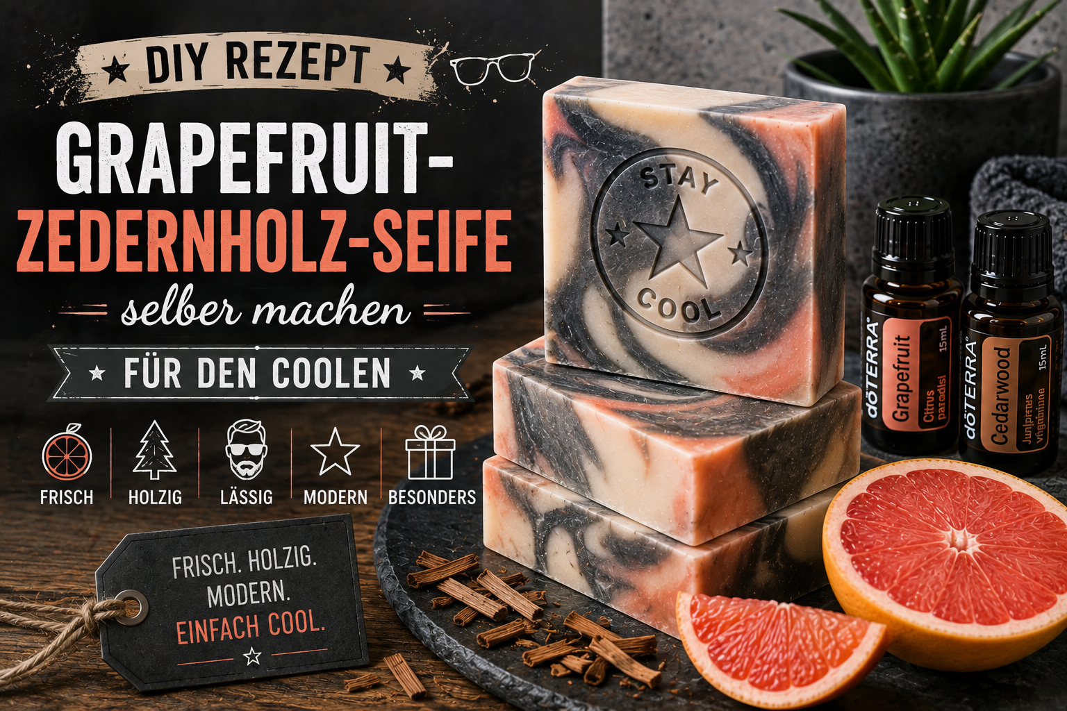 Grapefruit-Zedernholz-Seife selber machen – DIY Geschenkidee für den coolen Mann