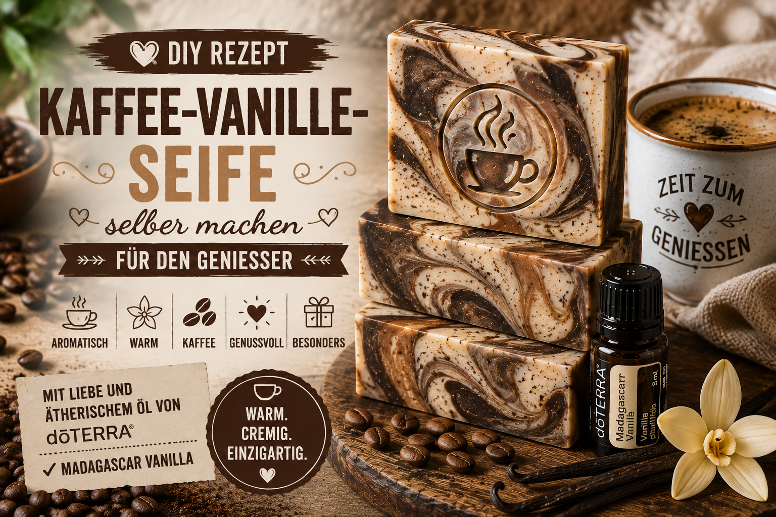 Kaffee-Vanille-Seife selber machen – DIY Geschenkidee für den Genießer