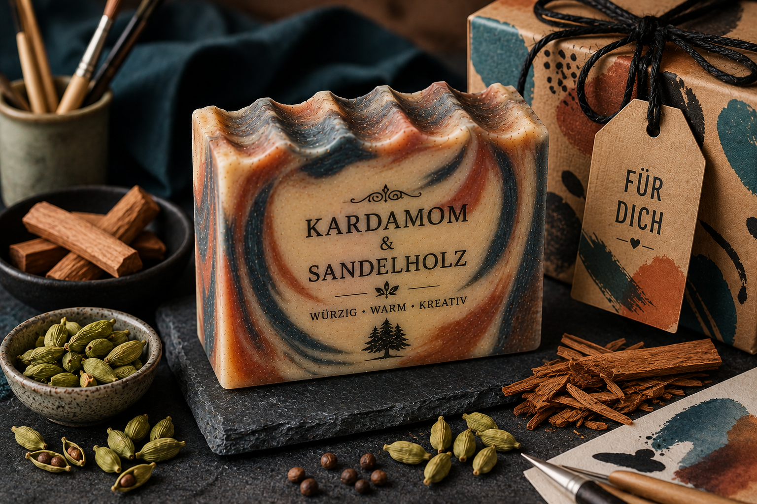 Kardamom-Sandelholz-Seife als Geschenk für den kreativen Mann