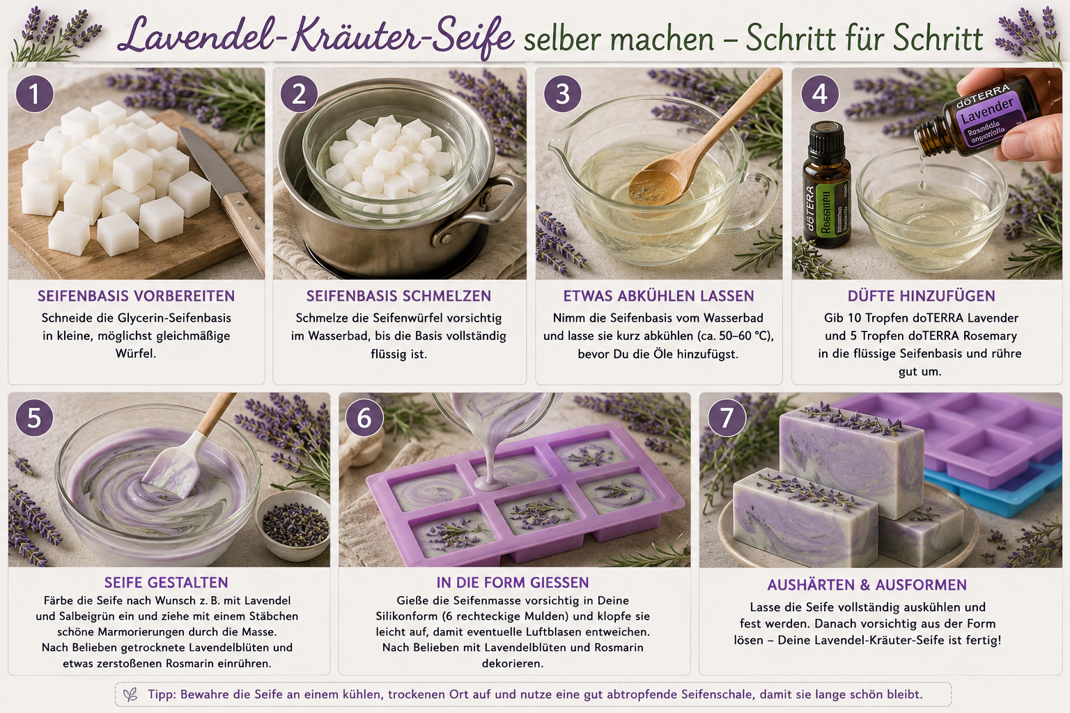 Lavendel-Kräuter-Seife selber machen Schritt für Schritt