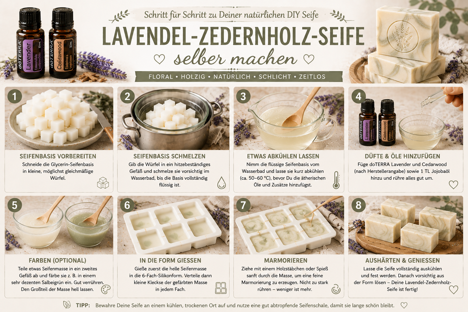 Lavendel-Zedernholz-Seife selber machen Schritt für Schritt