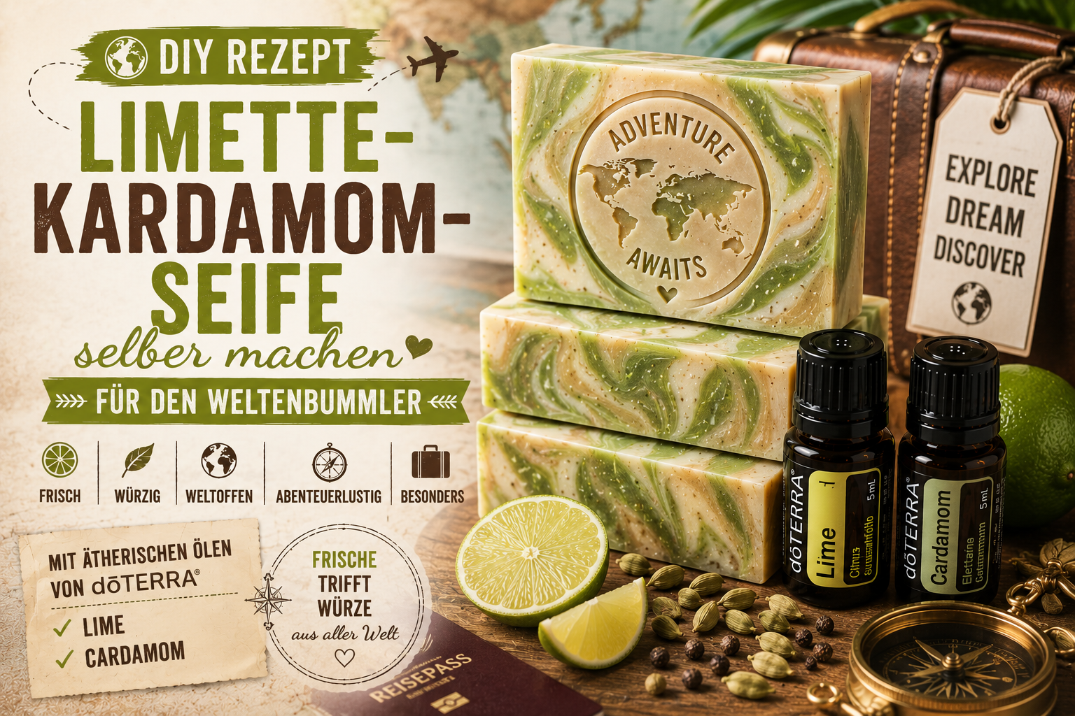 Limette-Kardamom-Seife selber machen – DIY Geschenkidee für den Weltenbummler