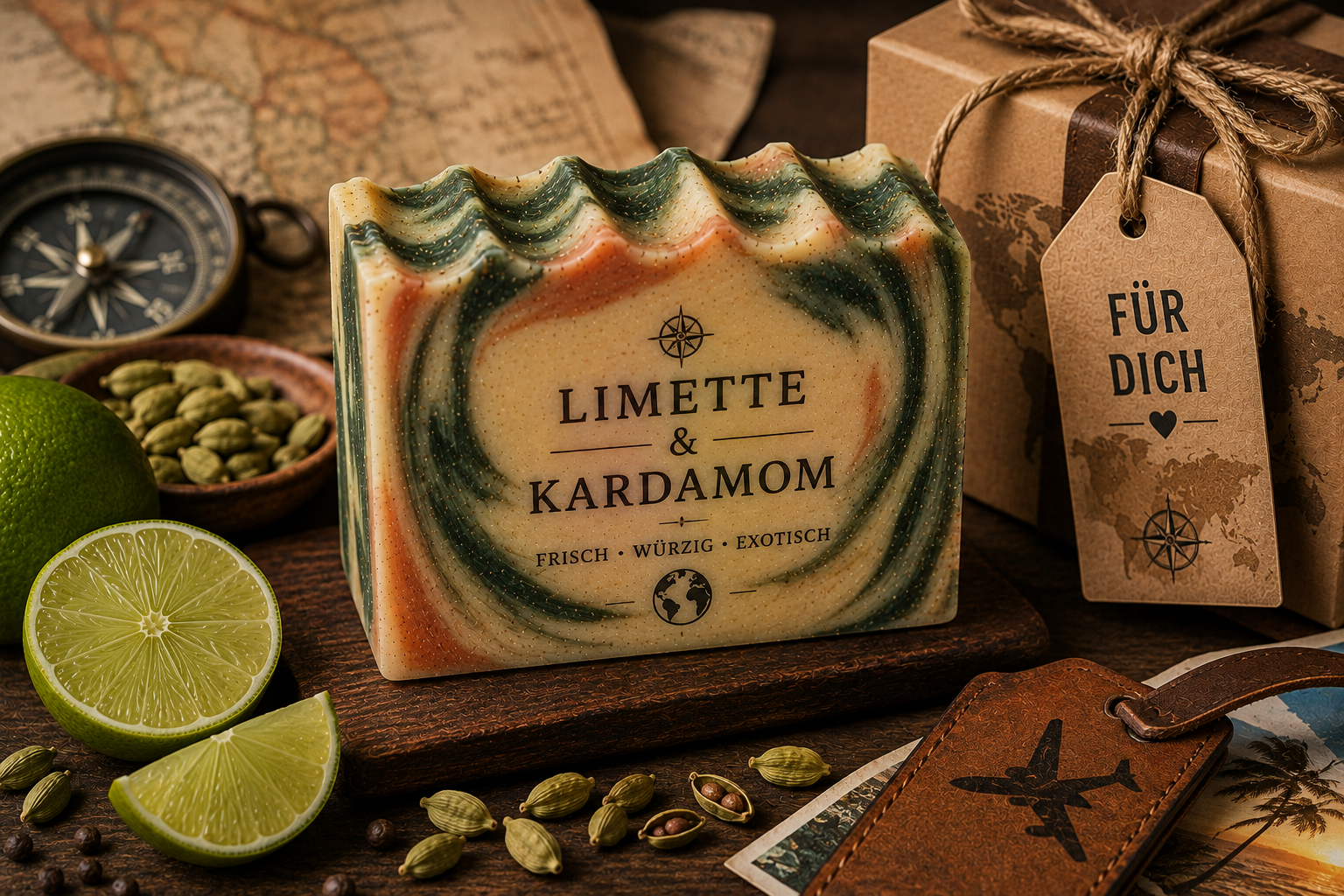 Limette-Kardamom-Seife als Geschenk für den Weltenbummler