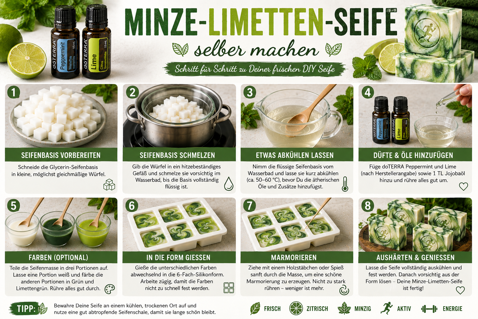 Minze-Limetten-Seife selber machen Schritt für Schritt