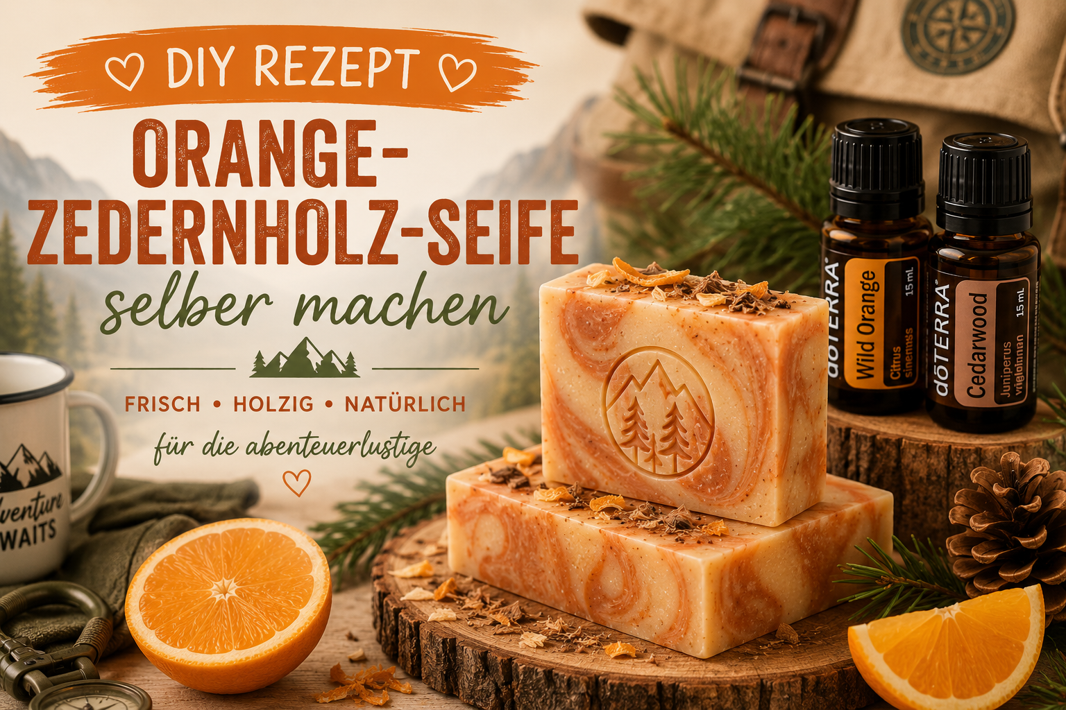 Orange-Zedernholz-Seife selber machen – DIY Geschenkidee für die Abenteuerlustige