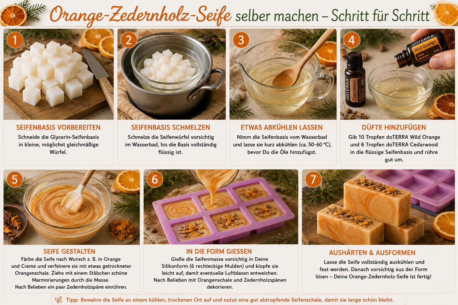 Orange-Zedernholz-Seife selber machen Schritt für Schritt