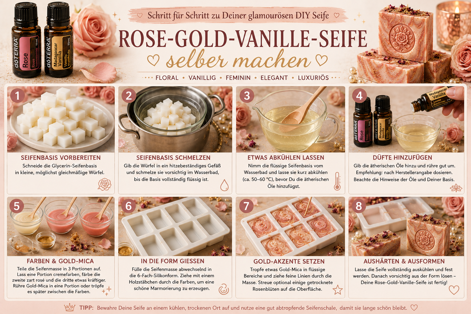 Rose-Gold-Vanille-Seife selber machen Schritt für Schritt