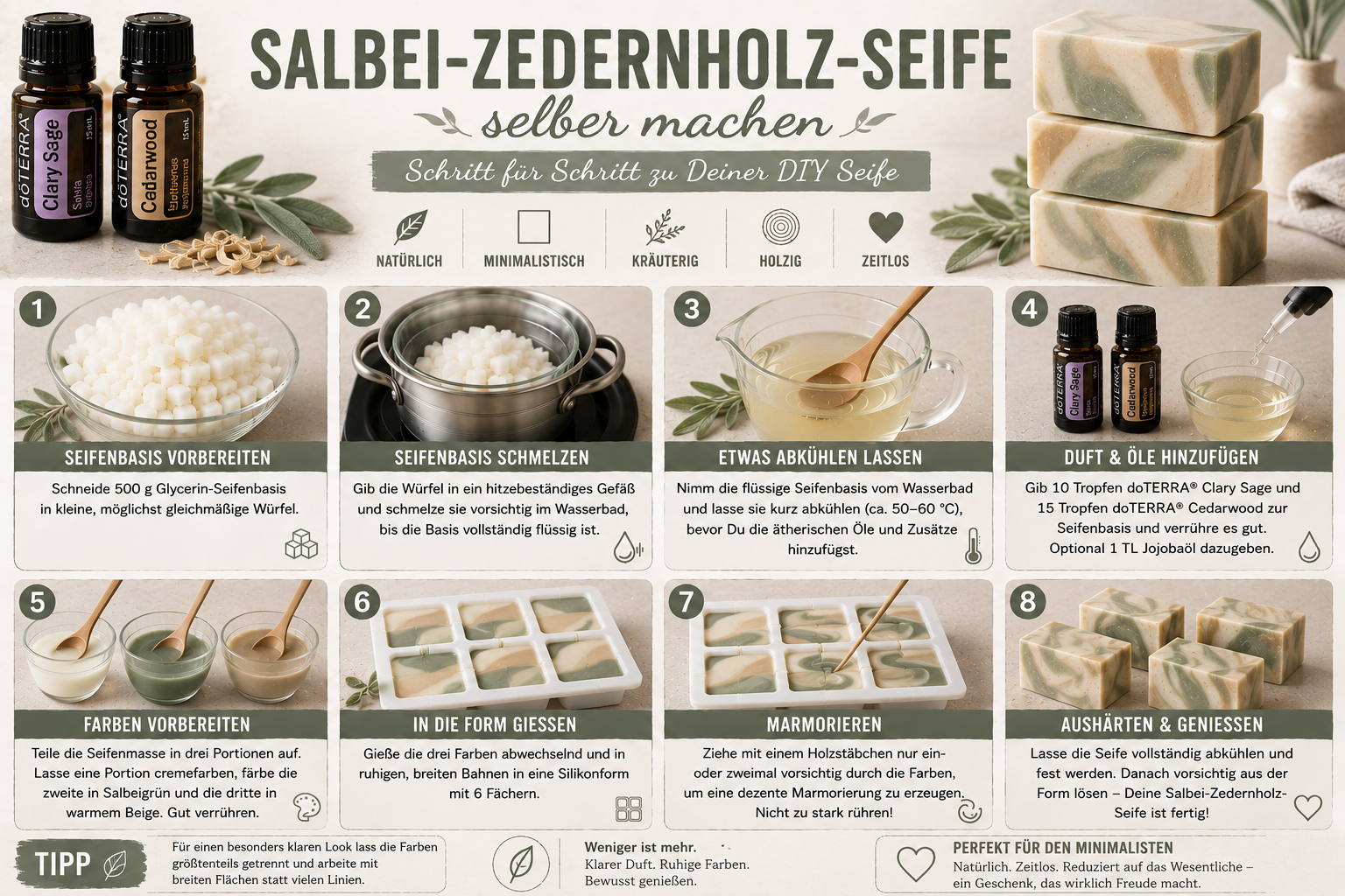 Salbei-Zedernholz-Seife mit doTERRA Clary Sage und Cedarwood Schritt für Schritt selber machen