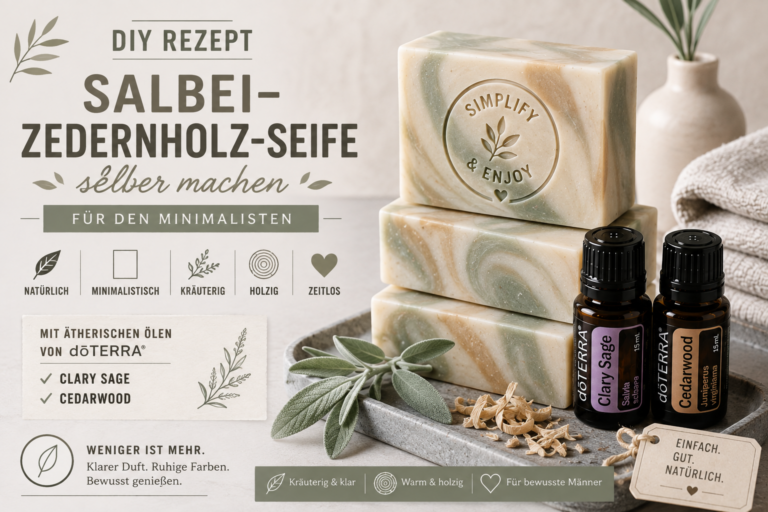Salbei-Zedernholz-Seife selber machen – DIY Geschenkidee für den Minimalisten