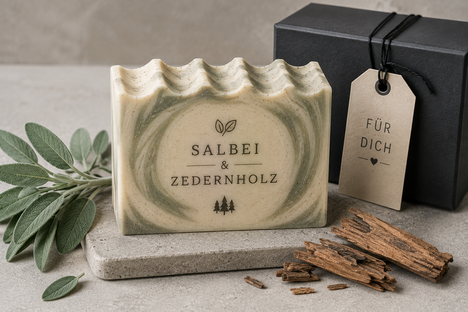 Salbei-Zedernholz-Seife als Geschenk für den minimalistischen Mann