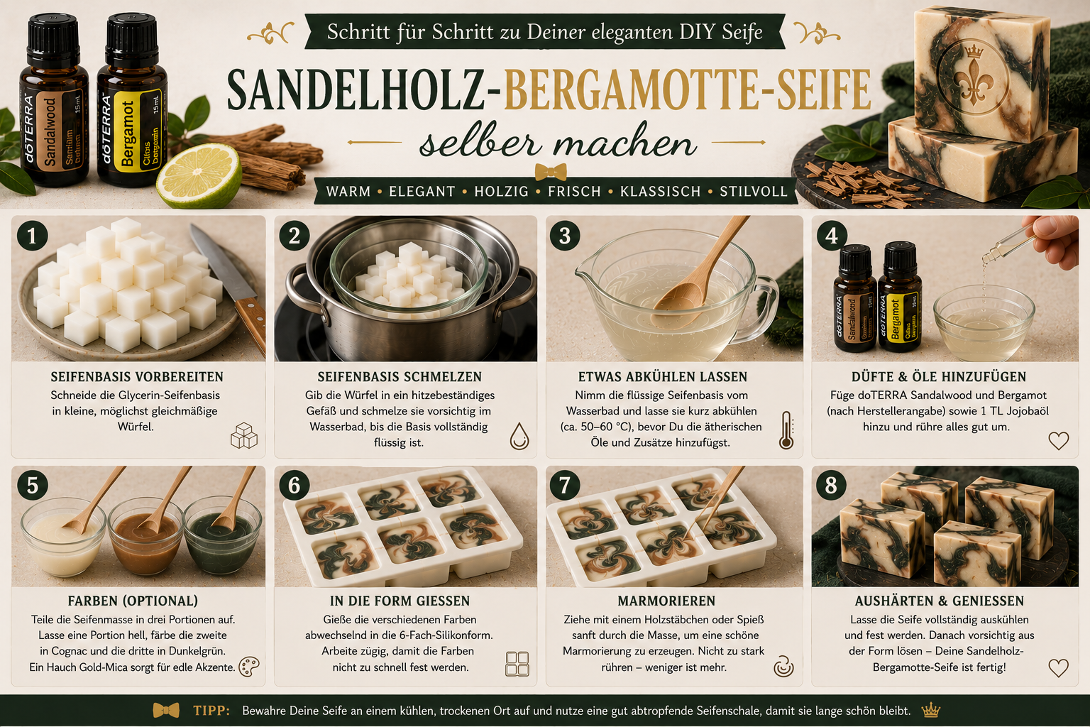 Sandelholz-Bergamotte-Seife selber machen Schritt für Schritt