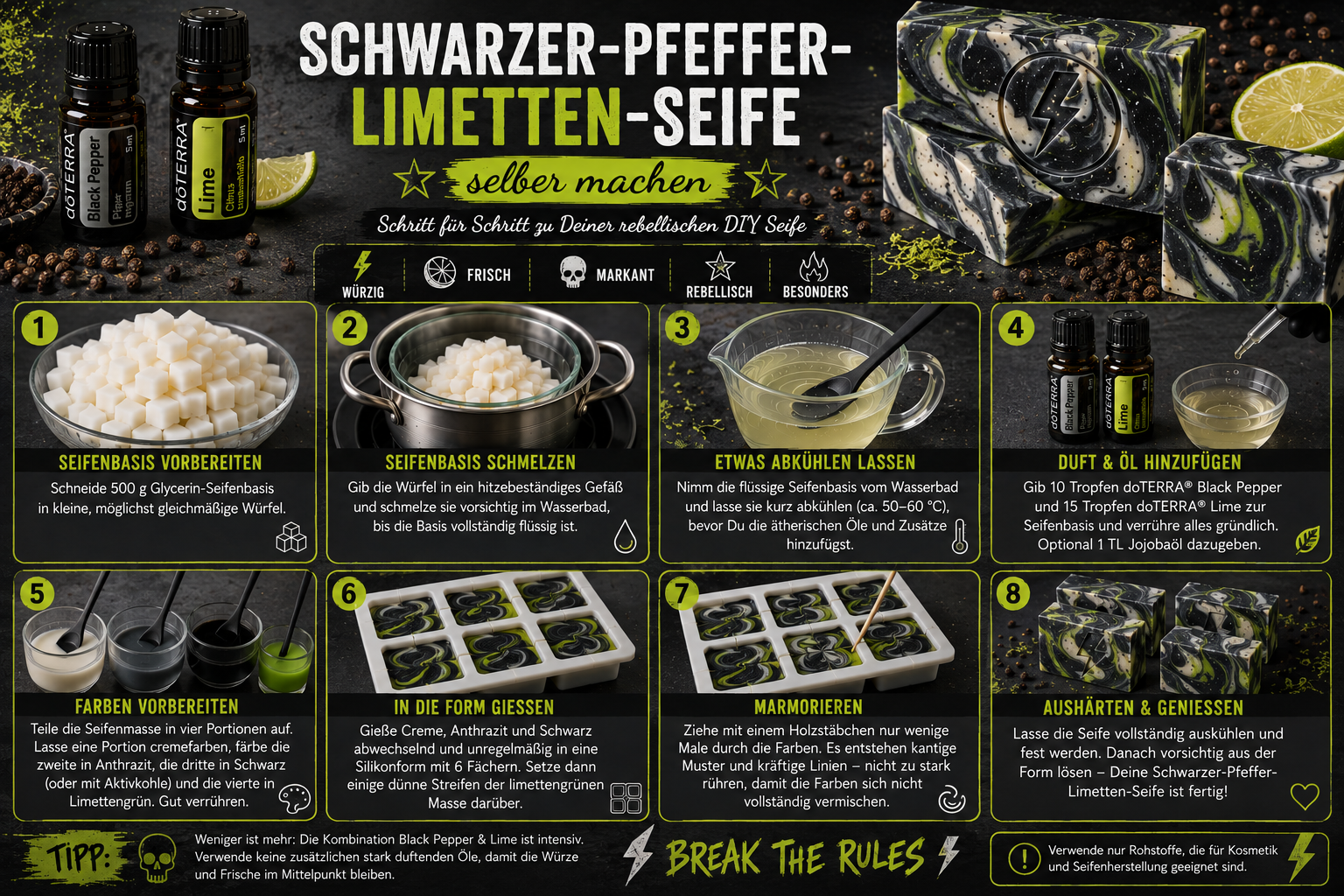 Schwarzer-Pfeffer-Limetten-Seife mit doTERRA Ölen Schritt für Schritt selber machen