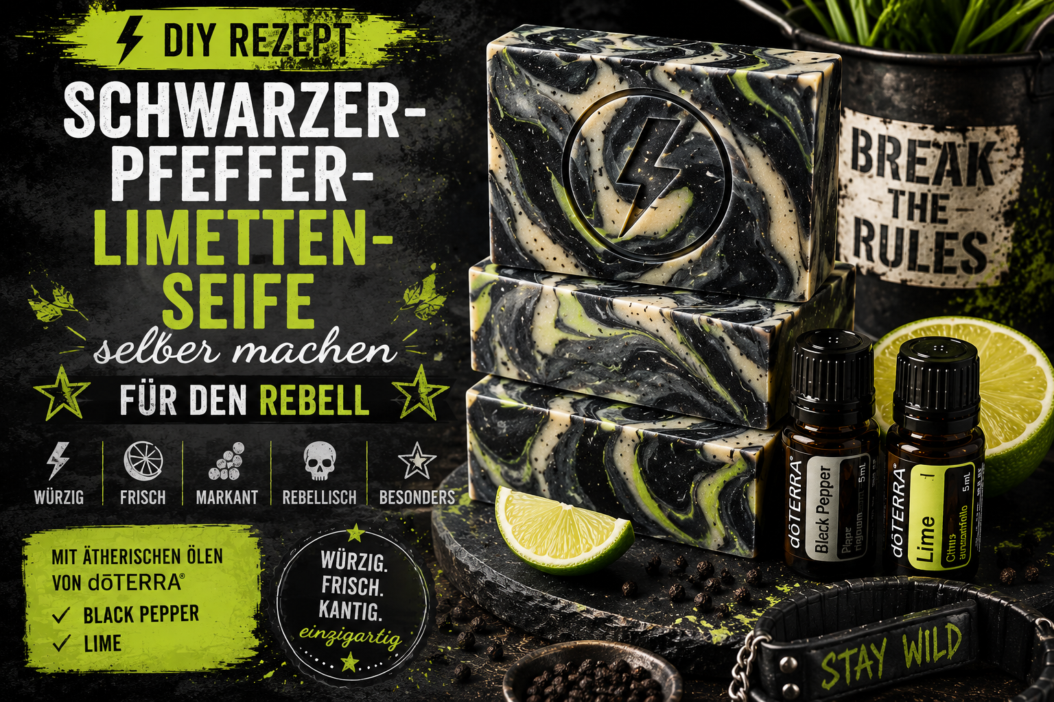 Schwarzer-Pfeffer-Limetten-Seife selber machen – DIY Geschenkidee für den Rebell