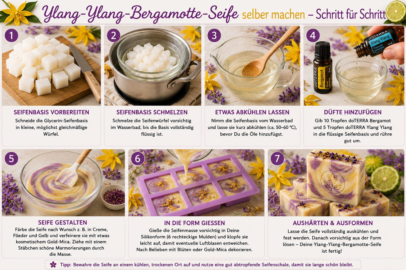 Ylang-Ylang-Bergamotte-Seife selber machen Schritt für Schritt
