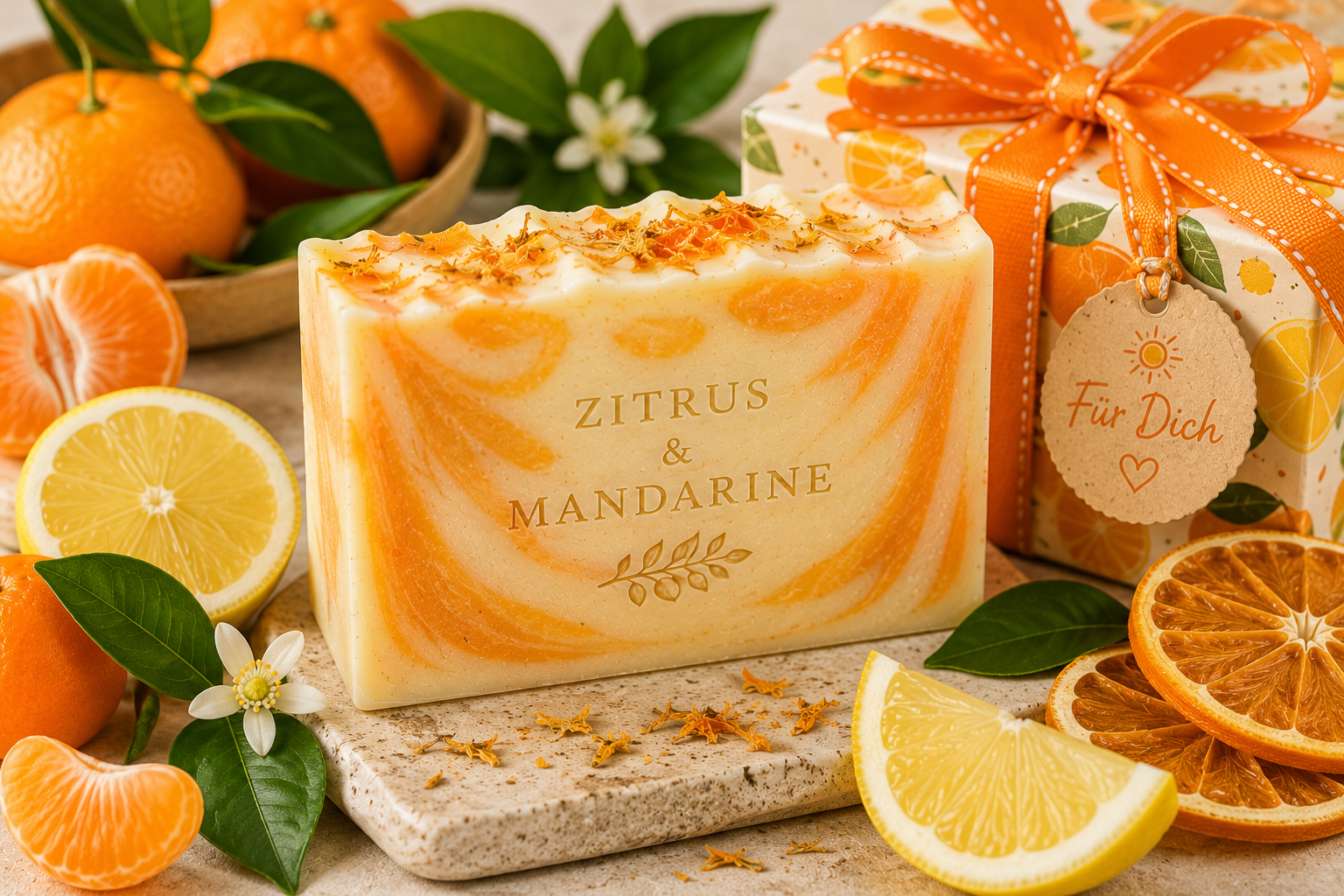 Zitrus-Mandarinen-Seife als Geschenk für die lebensfrohe Frau